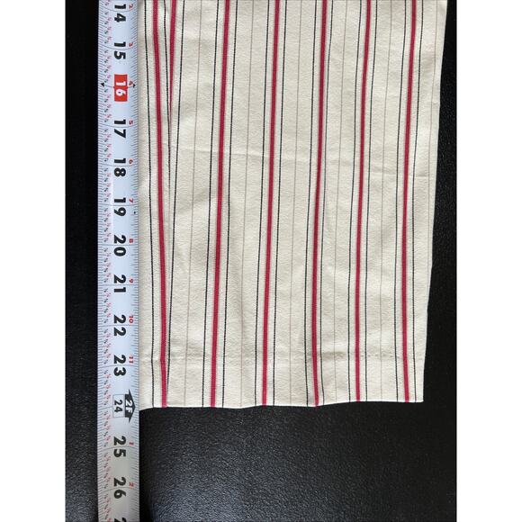 Chico's Pants Size XL Cream Red Stripe 24" Crop Stretch Cotton Zip Career Work - Picture 9 of 10